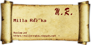 Milla Réka névjegykártya